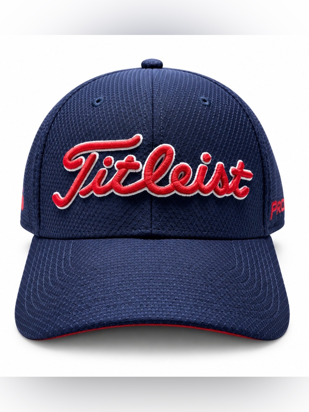 Titleist Golf Hat Cap Men’s L/XL Navy Blue Red Pro V1 FootJoy FJ Flex-Fit Stretc